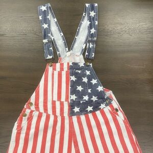 Women’s size small Red & Blue Stars-Stripe Overalls